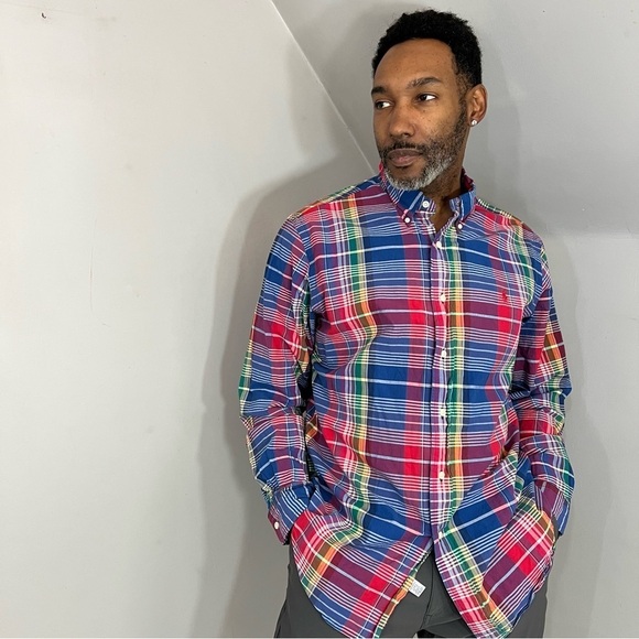 Ralph Lauren Other - Ralph Lauren colorful rainbow plaid casual button down shirt size XL preppy